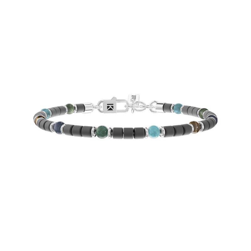 Kidult - Bracciale In Acciaio 316L Pietre - Turchese - Sodalite Blu