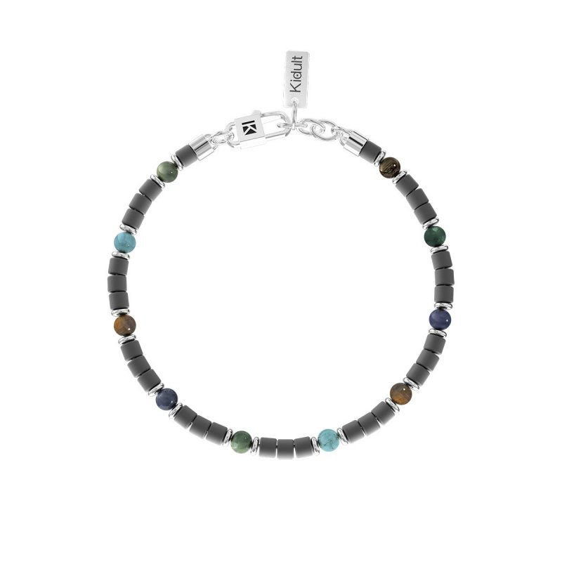 Kidult - Bracciale In Acciaio 316L Pietre - Turchese - Sodalite Blu