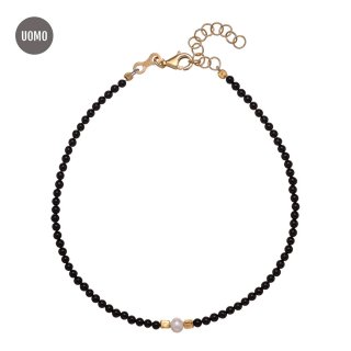 Alisia - Bracciale Black Pearl - Oro - Argento 925 - Uomo