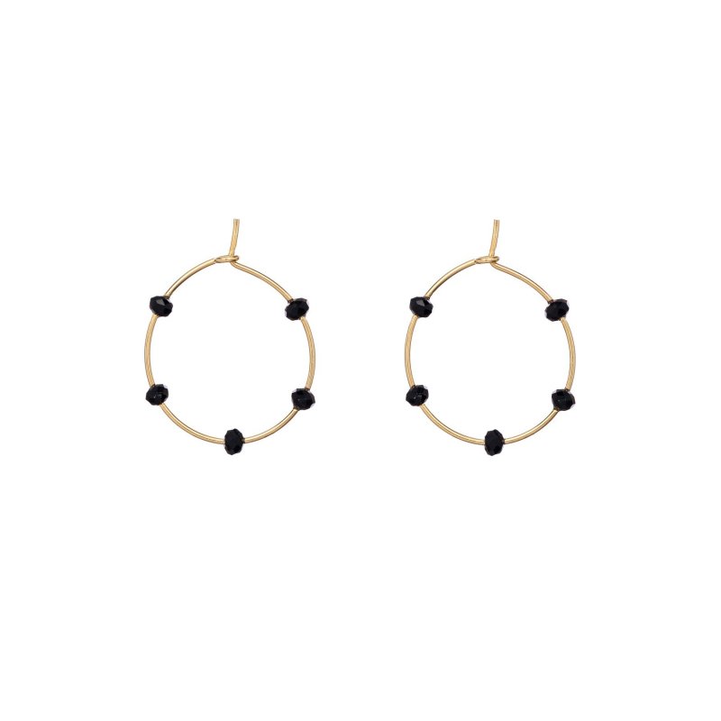 Alisia - Orecchini Crystal Bead Midi - Oro / Nero