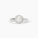 Mabina - Anello In Argento Con Perla Coltivata - Regolabile - Zirconi