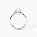 Mabina - Anello In Argento Con Perla Coltivata - Regolabile - Zirconi