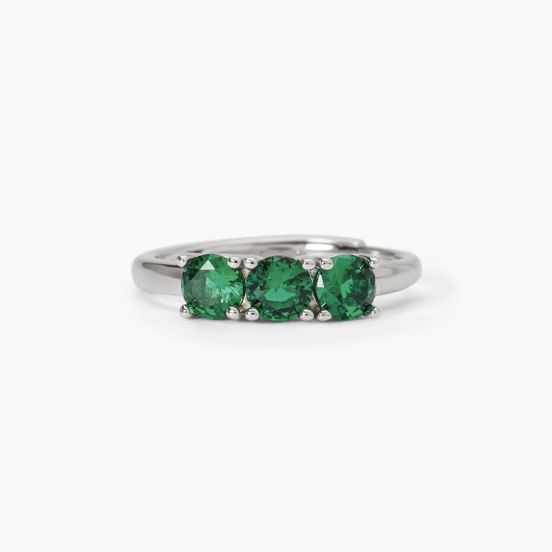 Mabina - Anello In Argento Rodiato - Smeraldi Sintetici