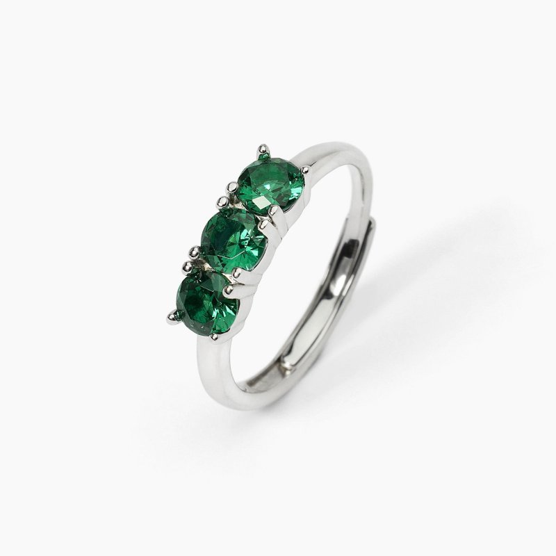 Mabina - Anello In Argento Rodiato - Smeraldi Sintetici
