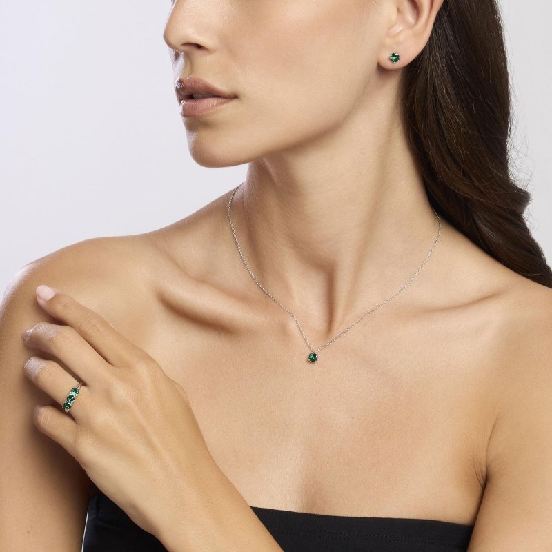 Mabina - Anello In Argento Rodiato - Smeraldi Sintetici