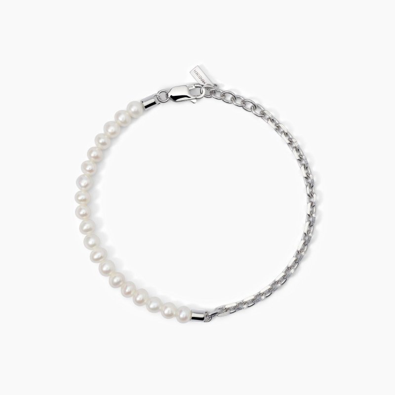 Mabina - Bracciale In Argento Con Catena - Perle Shaker