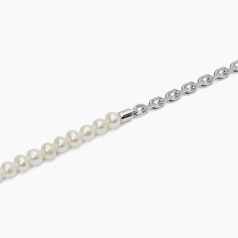Mabina - Bracciale In Argento Con Catena - Perle Shaker