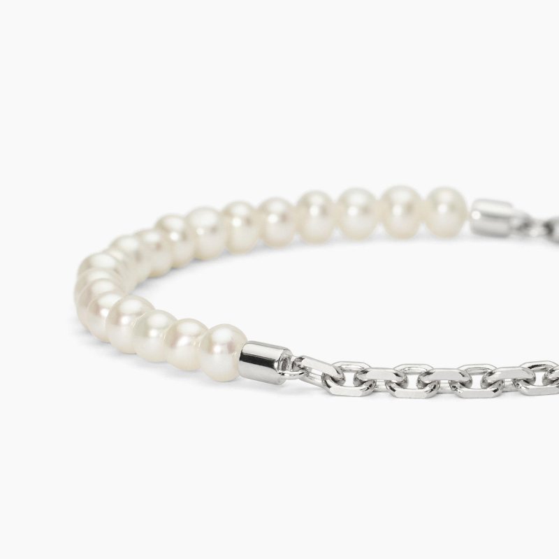 Mabina - Bracciale In Argento Con Catena - Perle Shaker