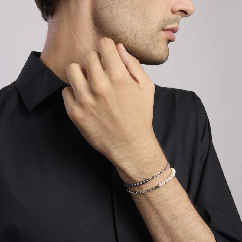 Mabina - Bracciale In Argento Con Catena - Perle Shaker