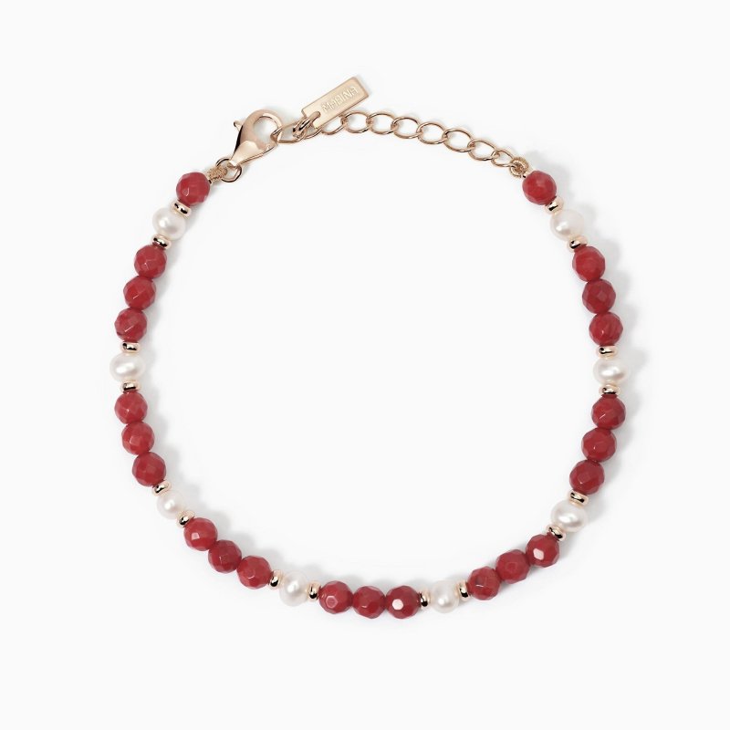 Mabina - Bracciale In Con Perle Coltivate - Corallo Bambù