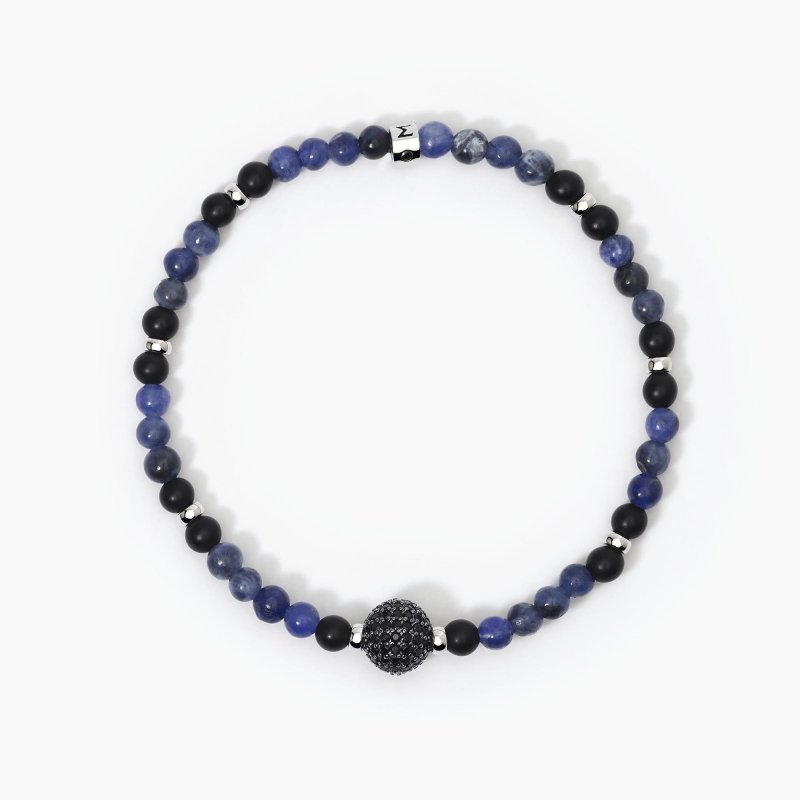 Mabina - Bracciale In Argento - Agata Nera - Sodalite