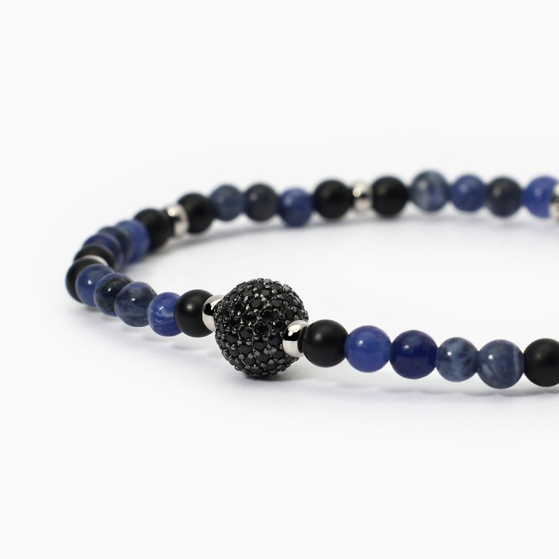 Mabina - Bracciale In Argento - Agata Nera - Sodalite