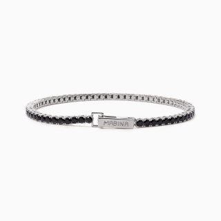 Mabina - Tennis In Argento Con Zirconi Neri - Tennis Club