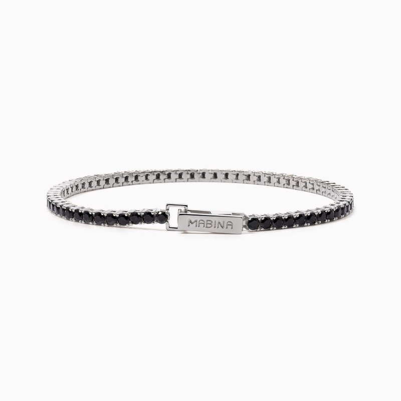 Mabina - Tennis In Argento Con Zirconi Neri - Tennis Club