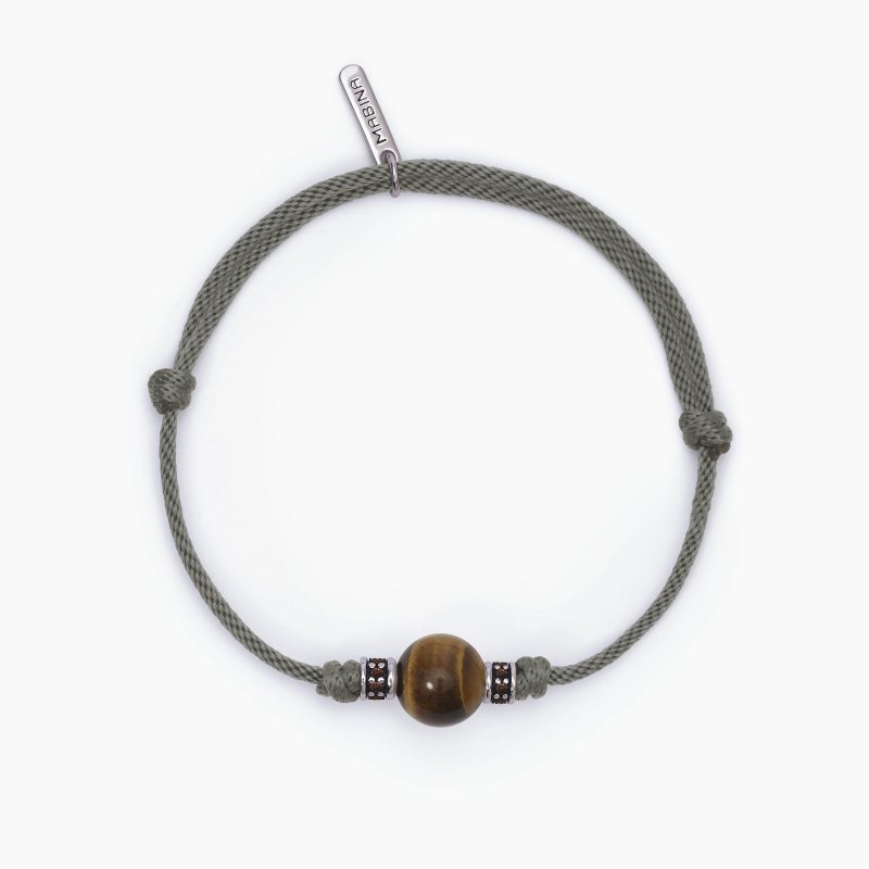 Mabina - Bracciale Con Cordino Verde - Occhio Di Tigre