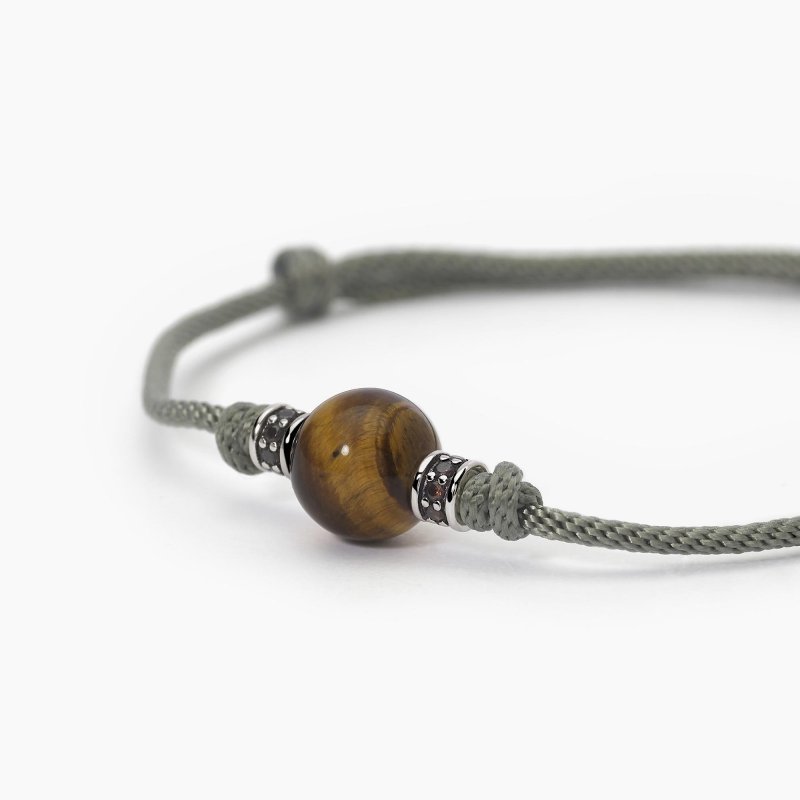 Mabina - Bracciale Con Cordino Verde - Occhio Di Tigre