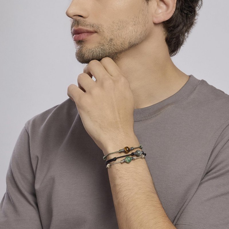 Mabina - Bracciale Con Cordino Verde - Occhio Di Tigre