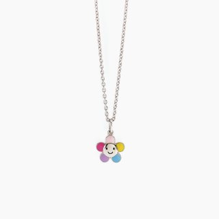 Mabina - Girocollo Con Fiore Multicolor Bloom - Argento - Smalto