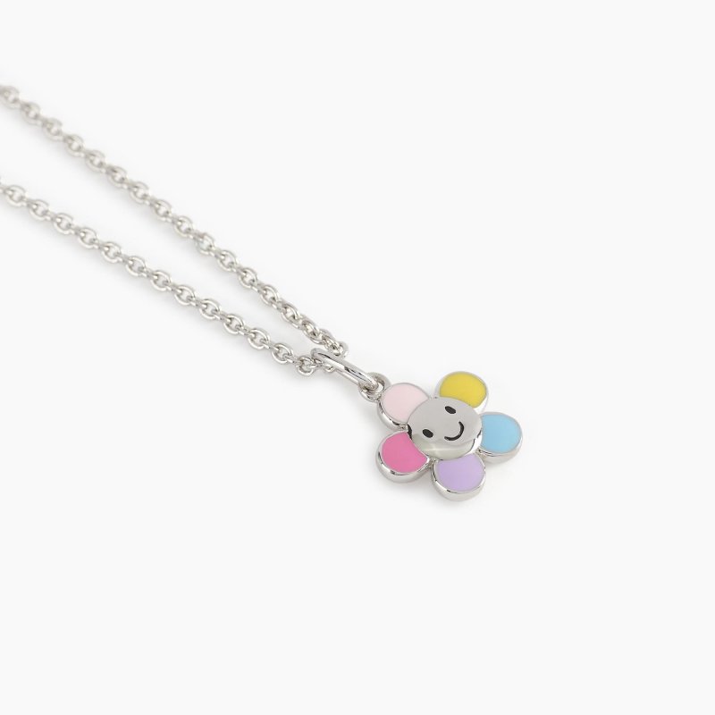Mabina - Girocollo Con Fiore Multicolor Bloom - Argento - Smalto