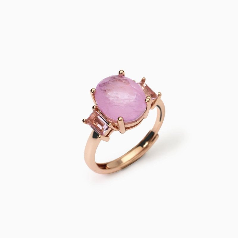 Mabina - Anello Con Fusion Stone - Rosa Ovale - Argento