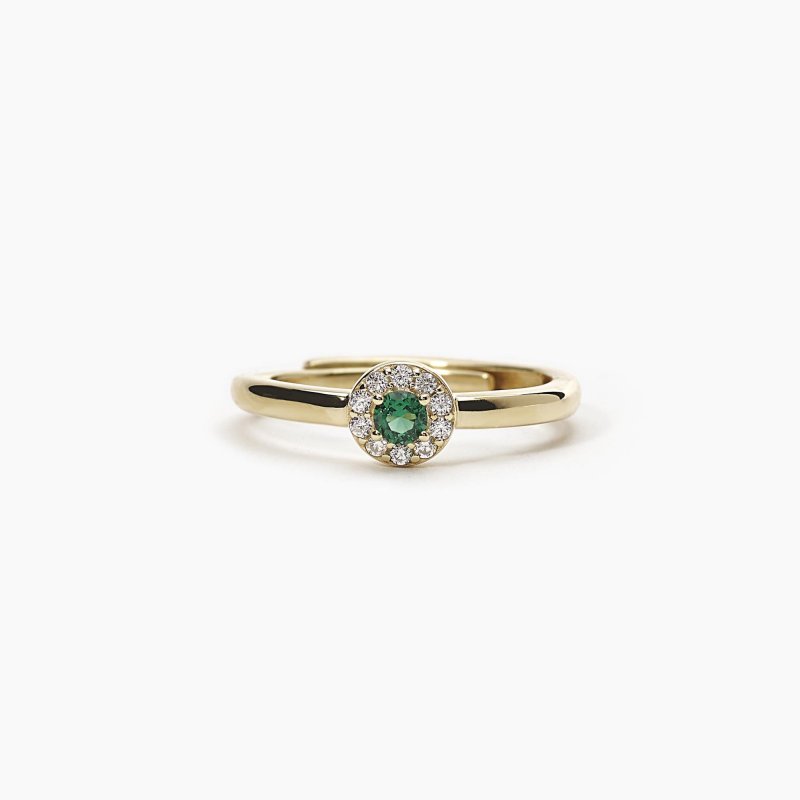 Mabina - Anello Regolabile Con Smeraldo Sintetico - Argento 925 - Zirconi