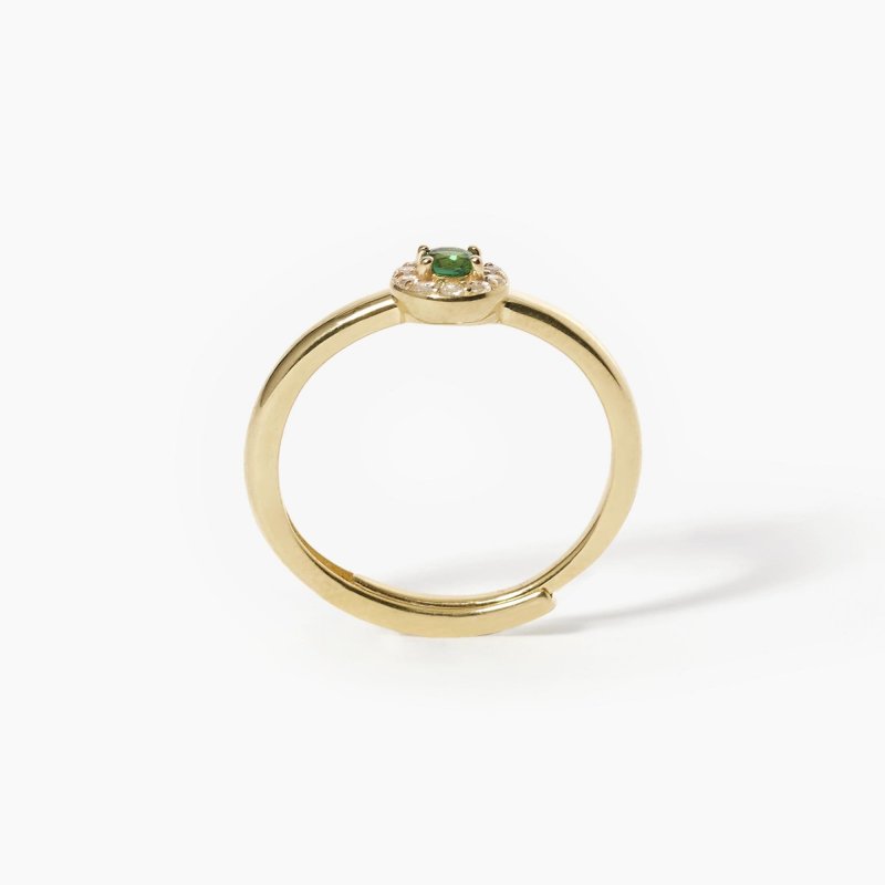 Mabina - Anello Regolabile Con Smeraldo Sintetico - Argento 925 - Zirconi