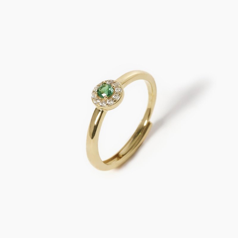 Mabina - Anello Regolabile Con Smeraldo Sintetico - Argento 925 - Zirconi