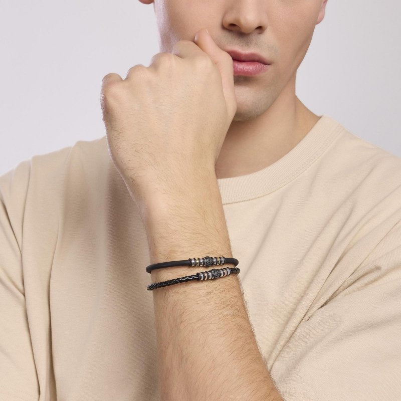 Mabina - Bracciale Uomo In Silicone Smarter - Argento - Zirconi