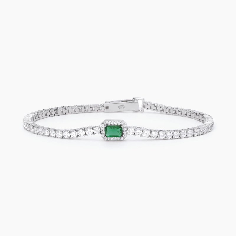 Mabina - Bracciale Con Smeraldo Sintetico - Argento 925 - Zirconi