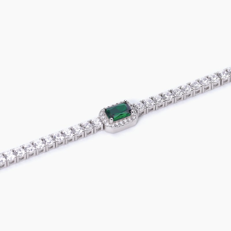 Mabina - Bracciale Con Smeraldo Sintetico - Argento 925 - Zirconi