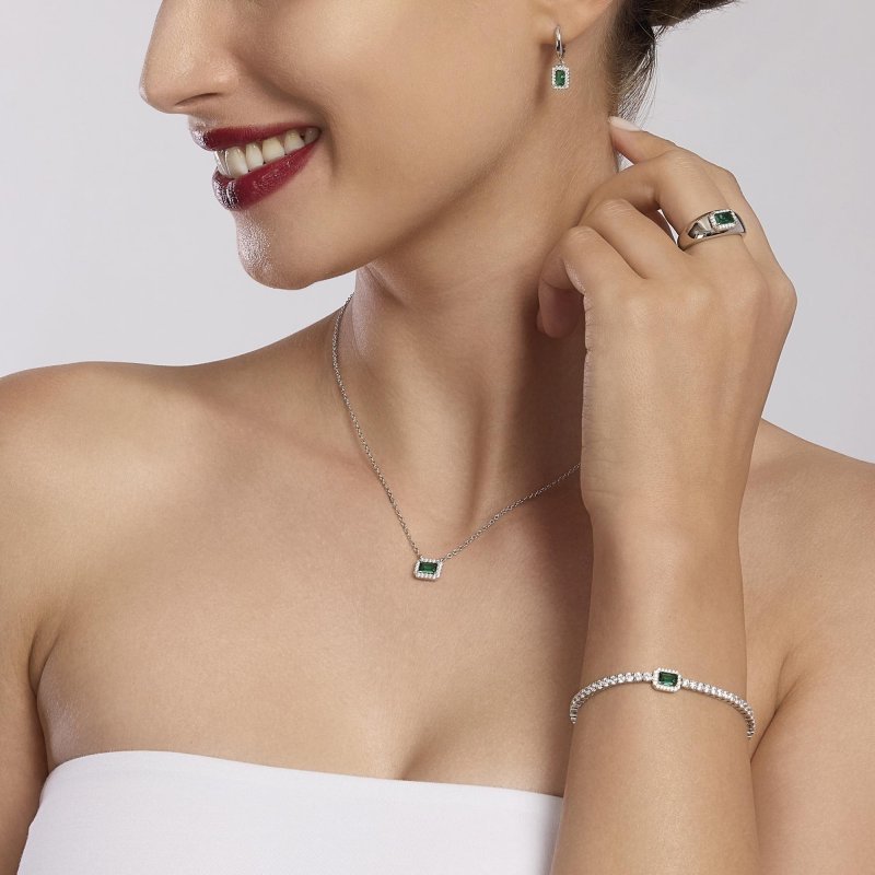 Mabina - Bracciale Con Smeraldo Sintetico - Argento 925 - Zirconi