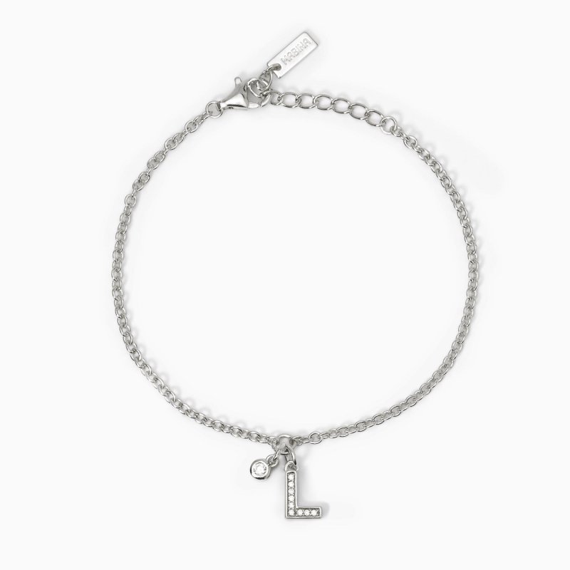 Mabina - Bracciale Lettera 'L' - Argento 925 - Zirconi