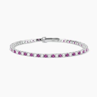 Mabina - Bracciale Tennis Con Rubini Sintetici - Argento - Tennis Club