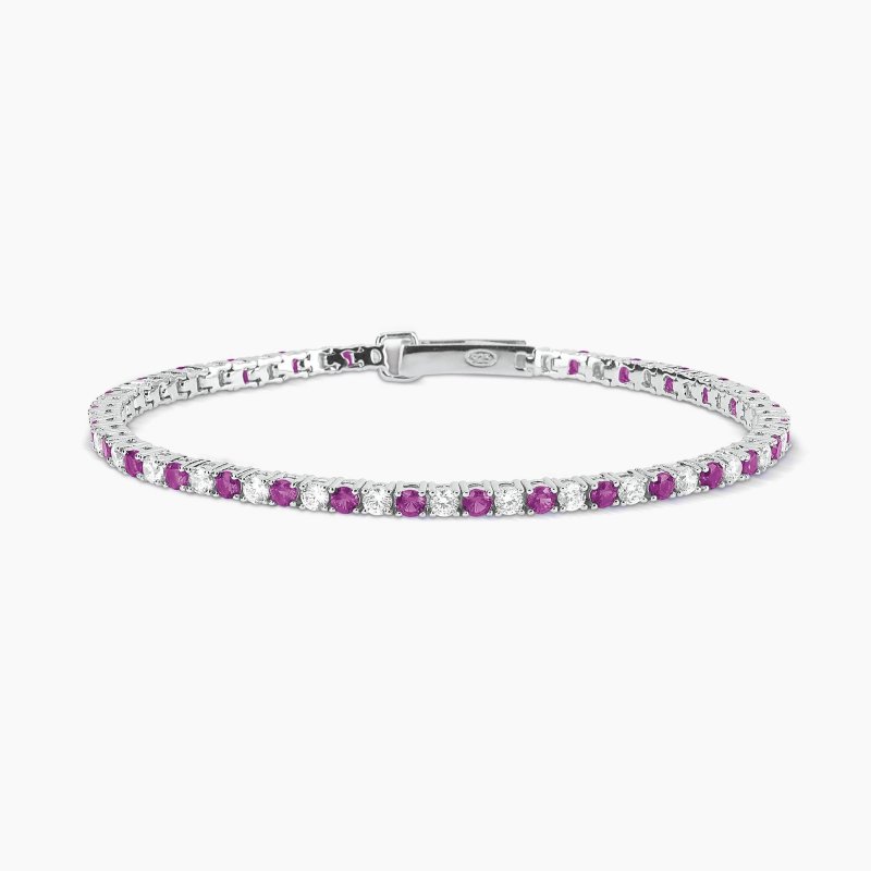 Mabina - Bracciale Tennis Con Rubini Sintetici - Argento - Tennis Club