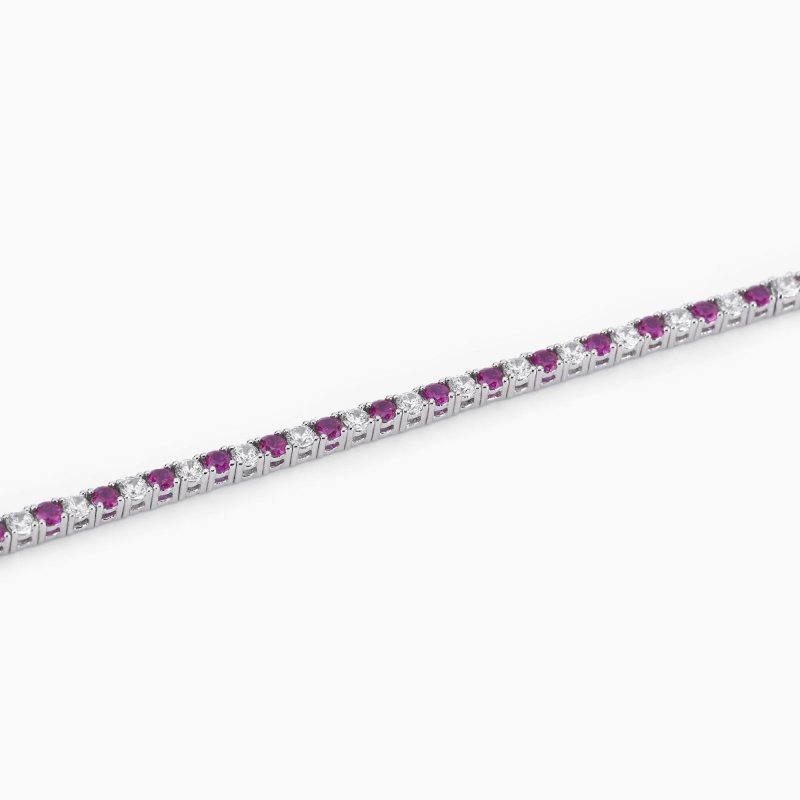 Mabina - Bracciale Tennis Con Rubini Sintetici - Argento - Tennis Club