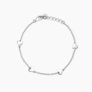Mabina - Bracciale In Argento Con Cuori - Regolabile - Bimba