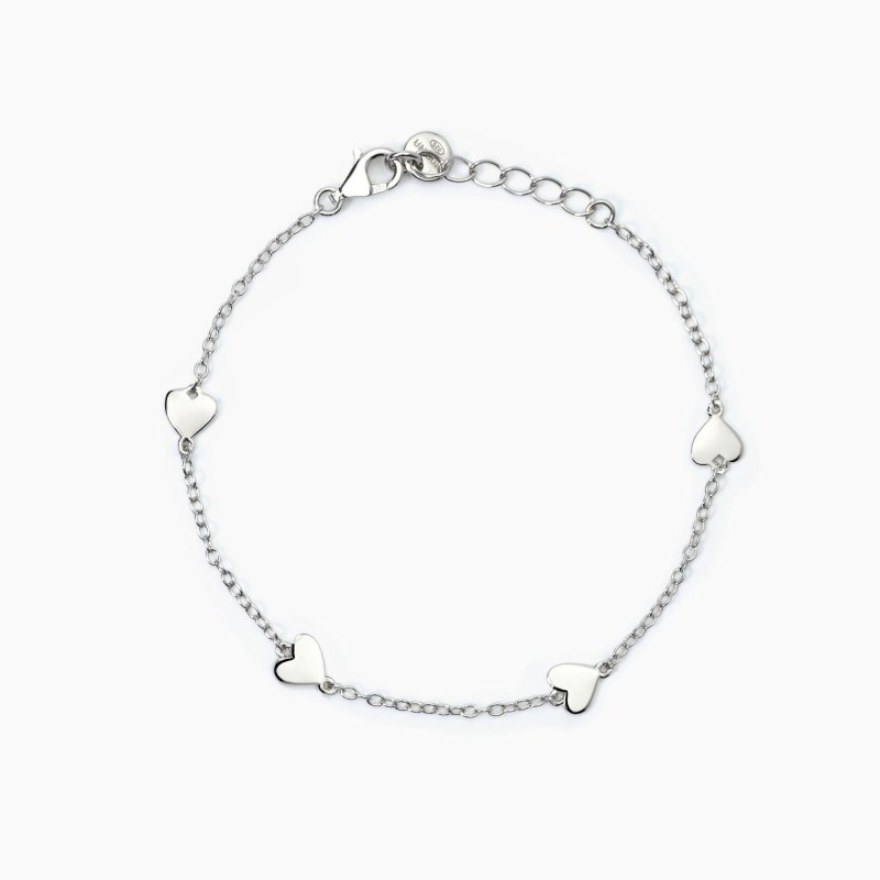 Mabina - Bracciale In Argento Con Cuori - Regolabile - Bimba