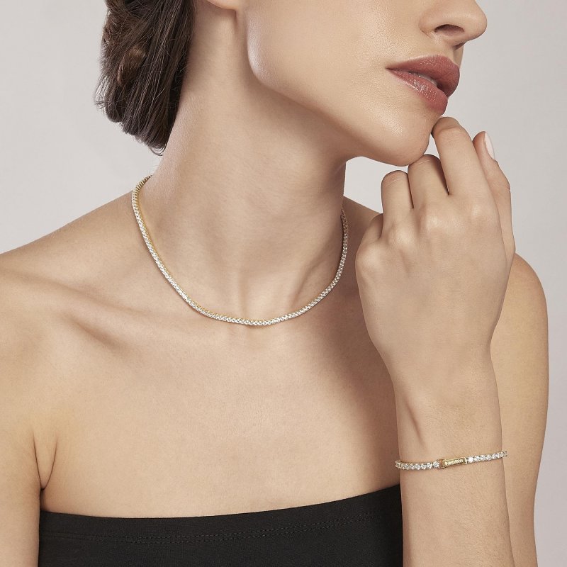 Mabina - Bracciale Tennis Dorato - Zirconi - Argento 925
