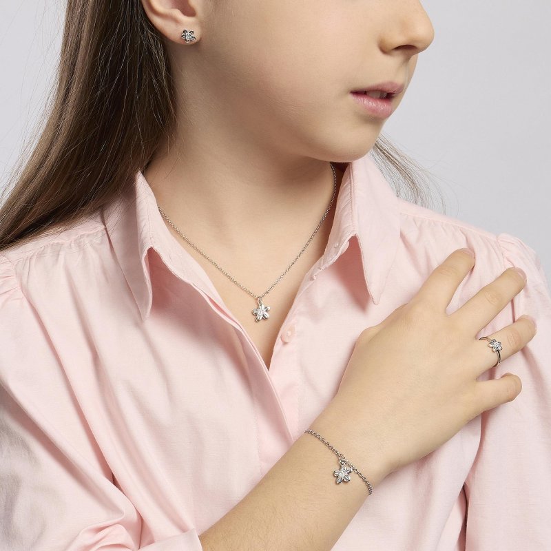 Mabina - Girocollo In Argento - Fiore Pendente - Zirconi