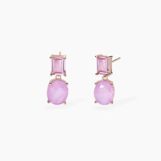 Mabina - Orecchini Con Fusion Stone Rosa - Argento 925 - Glass Rosa