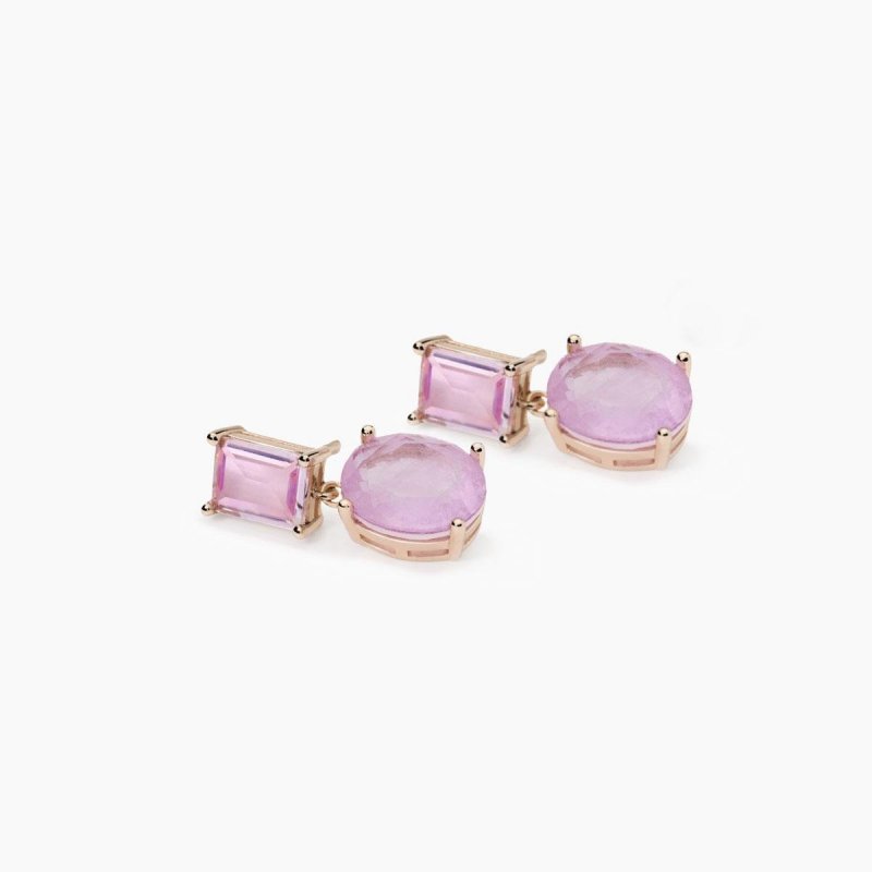 Mabina - Orecchini Con Fusion Stone Rosa - Argento 925 - Glass Rosa