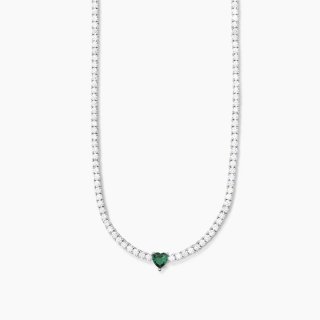 Mabina - Girocollo Tennis Con Smeraldo - Argento - Zirconi