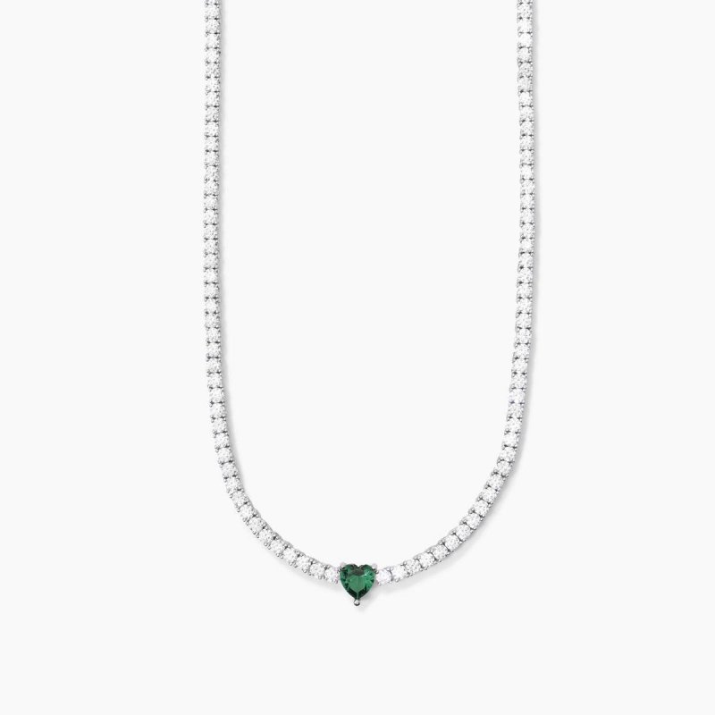 Mabina - Girocollo Tennis Con Smeraldo - Argento - Zirconi
