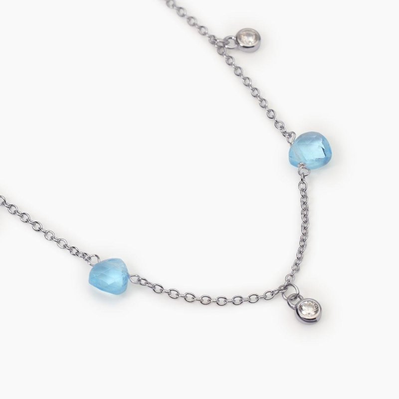 Mabina - Girocollo Con Pendenti - Glass Azzurro - Argento