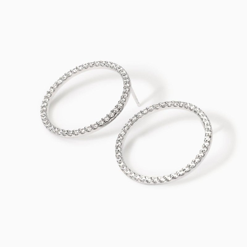 Mabina - Orecchini In Argento A Cerchio Sun - Argento - Zirconi