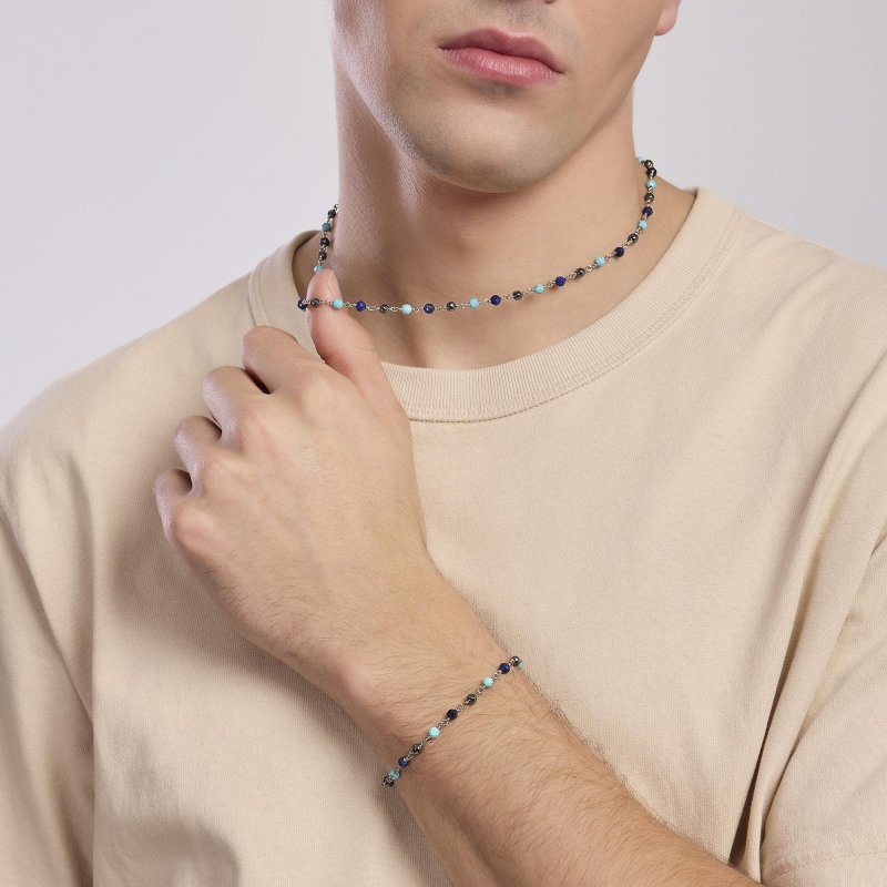 Mabina - Collana Uomo Con Turchese - Argento 925 - Ematite