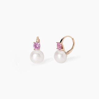 Mabina - Orecchini Con Perle E Tormalina Sintetica - Argento - Oro Rosa