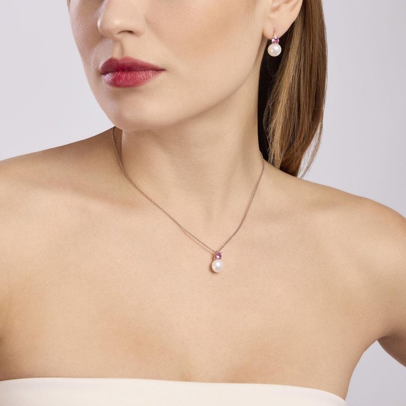 Mabina - Orecchini Con Perle E Tormalina Sintetica - Argento - Oro Rosa
