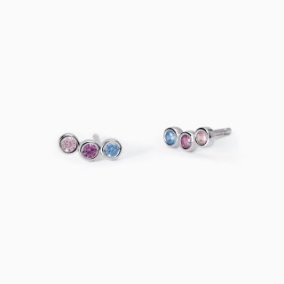 Mabina - Orecchini Da Bambina - Multicolor Rainbow - Argento