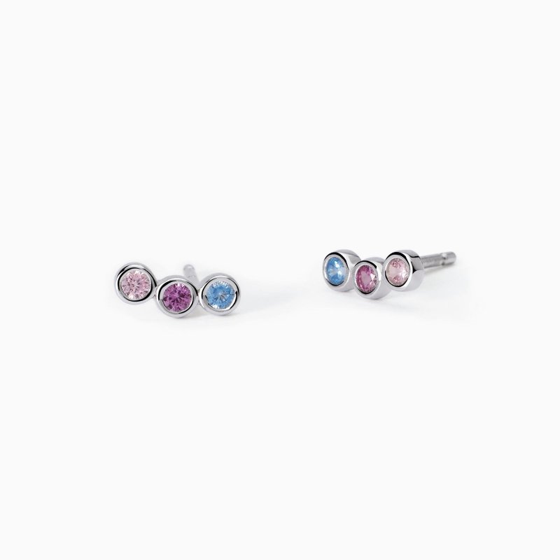 Mabina - Orecchini Da Bambina - Multicolor Rainbow - Argento